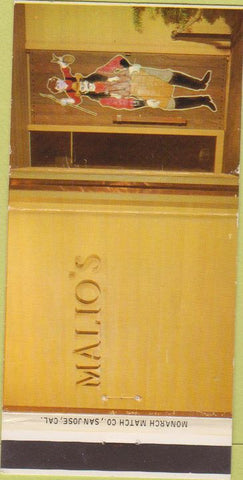 Matchbook Cover - Malio's restaurant Santa Cruz CA 30 Strike