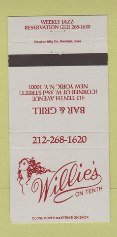 Matchbook Cover - Willie's on Tenth New York City girlie 30 Strike