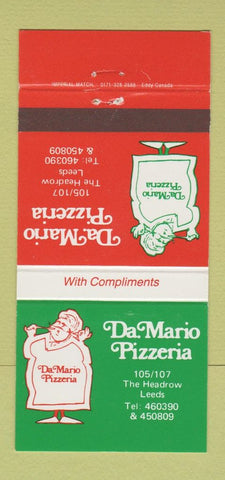 Matchbook Cover - Da Mario Pizza The Headrow Leeds UK 30 Strike