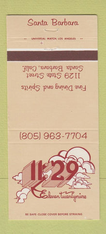 Matchbook Cover - 11:29 Restaurant Santa Barbara CA 30 Strike