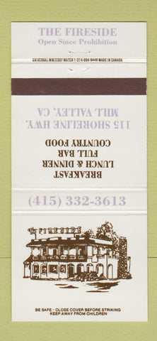 Matchbook Cover - The Fireside Restaurant Mill Valley CA 30 Strike