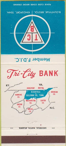 Matchbook Cover - Tri City Bank Kingsport TN 30 Strike