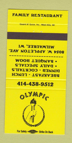 Matchbook Cover - Olympic Restaurant Milwaukee WI 30 Strike