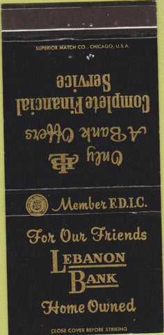 Matchbook Cover - Lebanon Bank Watertown TN 30 Strike