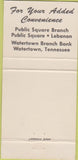 Matchbook Cover - Lebanon Bank Watertown TN 30 Strike