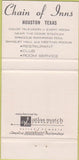 Matchbook Cover - Kinsel Motor Hotel Houston TX by Astrodome 30 Strike