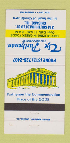 Matchbook Cover - The Parthenon Restaurant Chicago IL Greek 30 Strike