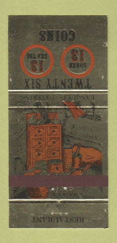 Matchbook Cover - Twenty Six Coins Restaurant Seattle WA 30 Strike