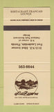 Matchbook Cover - LA Reserve Restaurant French Fort Lauderdale FL 30 Strike