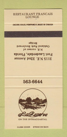 Matchbook Cover - LA Reserve Restaurant French Fort Lauderdale FL 30 Strike