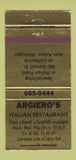 Matchbook Cover - Argiero's Italian Restaurant Ann Arbor MI 30 Strike