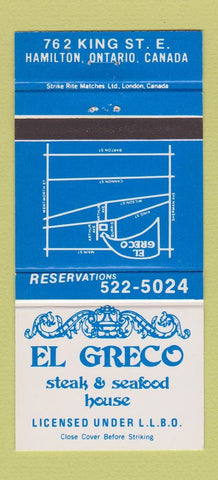 Matchbook Cover - El Greco Steak Seafood Hamilton ON 30 Strike