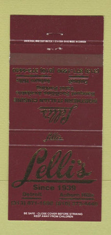 Matchbook Cover - Lelli's Detroit Auburn Hills MI Italian 30 Strike