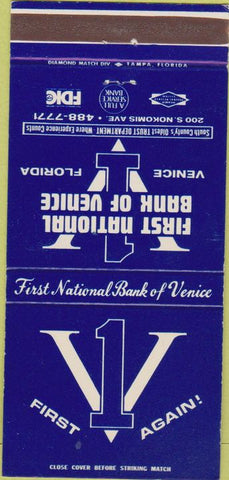 Matchbook Cover - First National Bank Venice FL 30 Strike