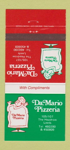 Matchbook Cover - Da Mario Pizza The Headrow Leeds UK 30 Strike