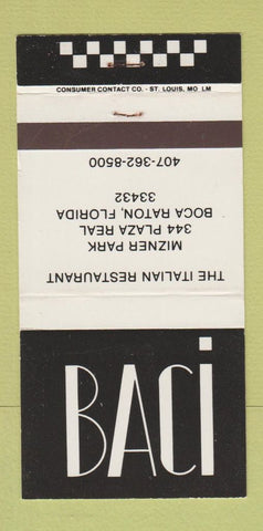 Matchbook Cover - Baci Italian Restaurant Boca Raton FL 30 Strike