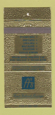 Matchbook Cover First Federal Savings Brighton South Lyon Pinckney MI 30 Strike