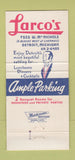 Matchbook Cover - Larco's Restaurant Detroit MI 30 Strike