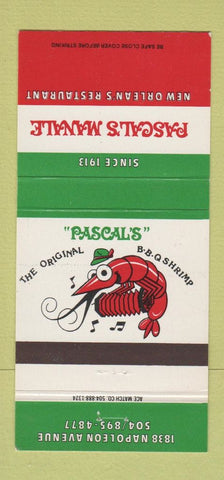 Matchbook Cover - PAscal's Manale New Orelans LA 30 Strike