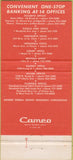 Matchbook Cover - National State Bank Elizabeth NJ Cameo 30 Strike