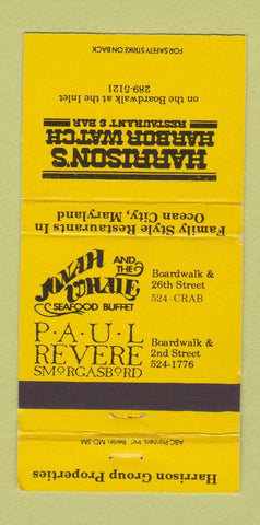 Matchbook Cover - Harrison's Harbor Watch Restaurant Ocean City MD 30 Strike