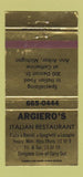 Matchbook Cover - Argiero's Italian Restaurant Ann Arbor MI 30 Strike