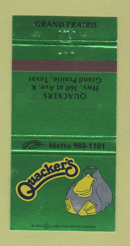 Matchbook Cover - Quaker's Restaurant Grand Prairie TX 30 Strike