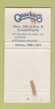 Matchbook Cover - Quaker's Restaurant Grand Prairie TX 30 Strike