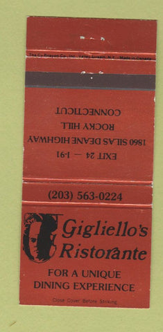 Matchbook Cover - Gigliello's Ristorante Rocky Hill CT BRONZE 30 Strike