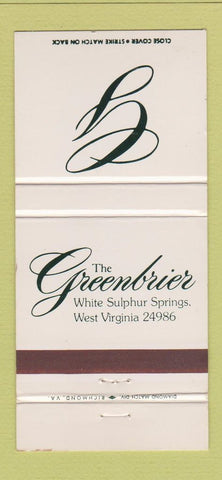 Matchbook Cover - Greenbrier White Sulphur Springs WV 30 Strike