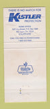 Matchbook Cover - Kistler Fire Protection Allentown PA 30 Strike