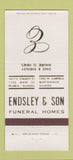 Matchbook Cover - Endsley Son Funeral Home Peoria Bartonville IL 30 Strike