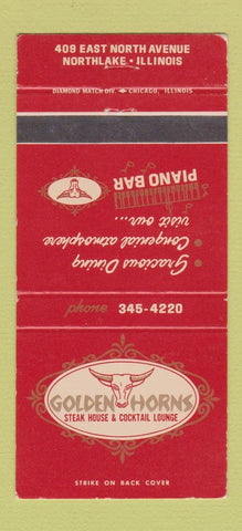 Matchbook Cover - Golden Horns Steak House Northlake IL 30 Strike
