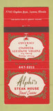 Matchbook Cover - Alphi's Steak House Lyons IL 30 Strike