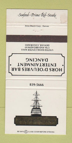 Matchbook Cover - HMS Piccadilly Denver Colorado WEAR 30 Strike