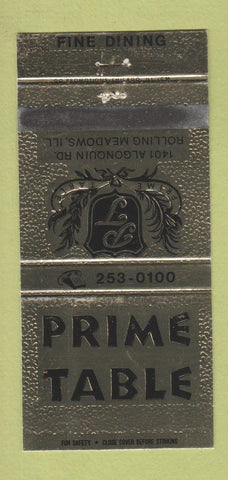 Matchbook Cover - Prime Table Restaurant Rolling Meadows IL WEAR 30 Strike