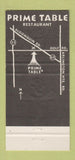 Matchbook Cover - Prime Table Restaurant Rolling Meadows IL WEAR 30 Strike