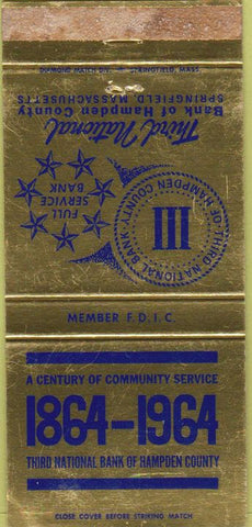 Matchbook Cover - Third National Bank Springfield MA 1964 WEAR 30 Strike