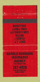 Matchbook Cover - Harold Enmark Insurance  30 Strike