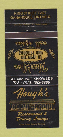 Matchbook Cover - Hough's Restaurant Gananogque ON WEAR 30 Strike
