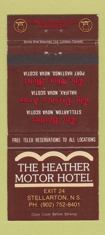 Matchbook Cover - Heather Motor Hotel Stellarton NS 30 Strike