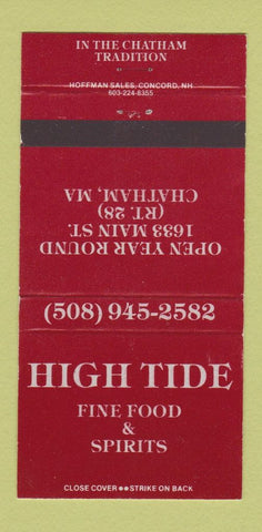 Matchbook Cover - High Tide Restaurant Chatham MA 30 Strike