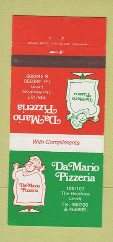 Matchbook Cover - Da Mario Pizza The Headrow Leeds UK 30 Strike
