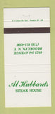 Matchbook Cover - Al Hubbards Steak House Brooklyn NY 30 Strike