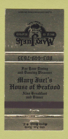 Matchbook Cover - Mary Juels Seafood Myrtle Beach SC 30 Strike