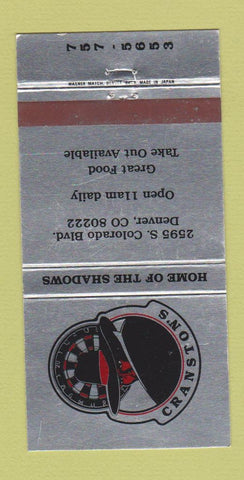 Matchbook Cover - Cranston's Denver Colorado Darts Shadows WEAR 30 Strike