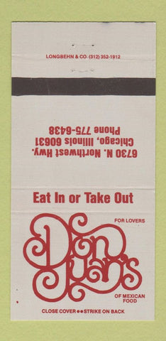 Matchbook Cover - Don Juan's Mexican Food Chicago IL 30 Strike