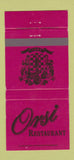 Matchbook Cover - Orsi Restaurant San Francisco CA 30 Strike