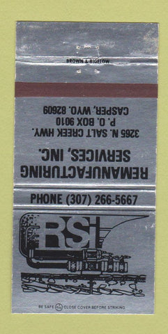 Matchbook Cover - Remanufacturing Service RSI Casper WY WEAR 30 Strike