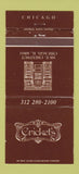 Matchbook Cover - Cricket's Chicago IL WEAR 30 Strike